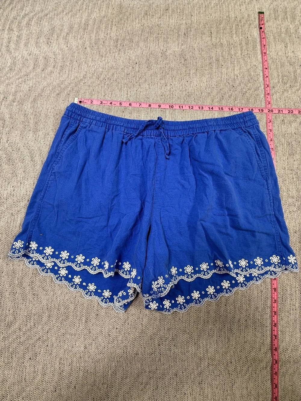 J.Crew Linen Blend Scalloped Hem Shorts XL Blue